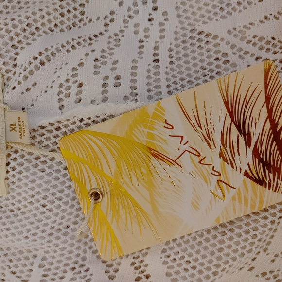 NWT! Sandiva White Palm Mesh Wide Leg Beach Pants ~ Size XL - Picture 3 of 8